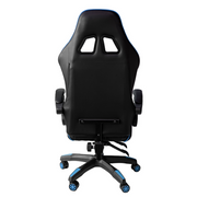Sedia gaming in ecopelle da ufficio reclinabile con poggiapiedi Blu e Nero 64x53x h123/133 cm