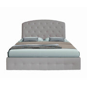 Light Grey Curved Headboard Double Storage Bed