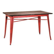 Bristol iron table with red wooden top