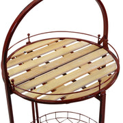 Round red metal folding table with wheels cmø49h67 - 98