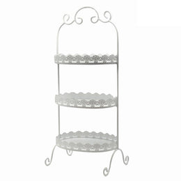 3-tier oval white metal stand cm 28x21,5h66