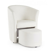 Leatherette armchair with removable pouf White RITA 64,5x 59,5x h78 cm