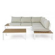 Corner living room set with white Elias cushions