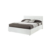 Double bed with container in white eco-leather 182x205xh.120 cm