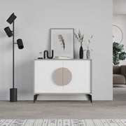 Light Mocha Sideboard 110x35.6x82 cm with White Doors