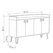 Dea 4-Door Sideboard in White and Light Mocha 140x36x80h