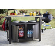 Resin table for barbecue 2 doors graphite color 123,7x54xh.90h cm