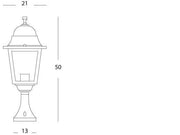 Outdoor Aluminum Die-Cast Lamp with Transparent Glass Diffusers - Max Height 210mm - Max Power 100W Black