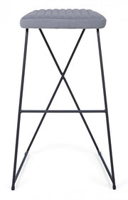 Bar stool in steel and velvet Gray KINSLEY 40x46 h76 cm
