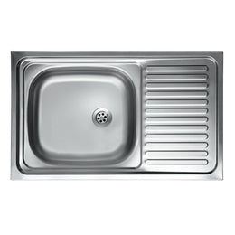 Kitchen sink with right drip tray in steel 50x90 cm
