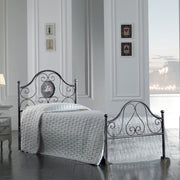 Single iron bed with footboard Black Silver LORY 95x208x h130 cm