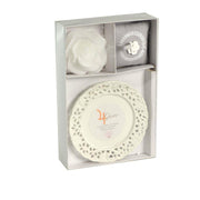 Candle w/pink saucer jupiter hellebore&flowers cm26x17h4,5 - 8 hours