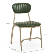 Addy modern chair in steel covered in dark green retro color