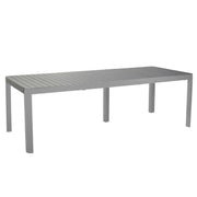 Extendable aluminum garden table in dove gray 100 x 200-260-320 x h 75 cm