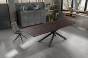 Extendable table with rust top and black legs 170/270x90x76h cm