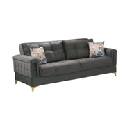 KEMER three-seater sofa bed with container in wood and Dark Gray fabric 219x99x h87 cm