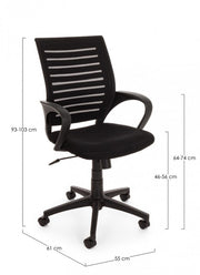 Black office chair with wheels and armrests