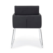 Chair with armrests in imitation leather Black SIXTY 60x54x h80.5 cm