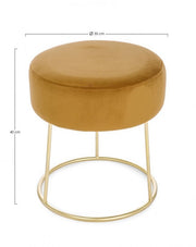 CLARISSA Yellow Ocher velvet pouf diameter 35x h40 cm