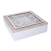 Square beige wooden tea box cm26x26h7,5