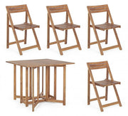 Outdoor set Noemi table and 4 folding chairs in melamine wood