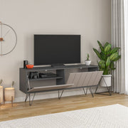 Picadilly TV Stand with Anthracite Frame and 2 Flip-Down Doors - H 57 x W 139 x D 36 cm