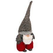 Gray red santa claus fabric doorstop cm20x12h61