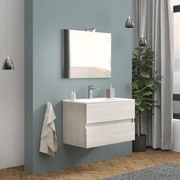 Trasimeno bathroom cabinet in gray oak with mirror
