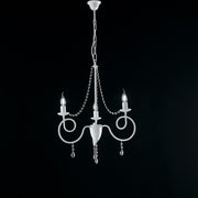White iron chandelier three lights shabby rhinestone decoration 50x h67 cm
