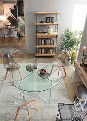 Easy smoked polycarbonate design chair with wooden feet