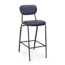 DEBBIE blue leatherette vintage bar stool 44x51x h100 cm