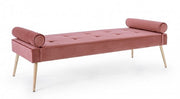 Bench rose gold legs design antique pink velvet