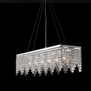 Chic chandelier and chromed iron six lights square rhinestones 107x30x h28 cm
