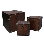 Brown eco-leather wooden box
