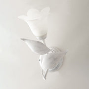 White Silver iron wall light one light Alabaster White glass 21x h33 cm