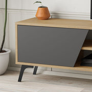 Fiona Oak TV Stand with Anthracite Door and Shelf H 48 x D 35.60 x W 180 cm