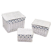 Ismaele 1-3 white rectangular wicker box cm45x35h30