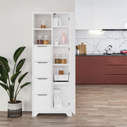 Yada Maxi White Multi-Purpose Mobile with Decorated Door, 4 Drawers, and 2 Niches