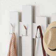 White wall coat rack with 8 Wave hooks 64xh.81 cm