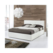 Double bed with container in white eco-leather 182x205xh.120 cm