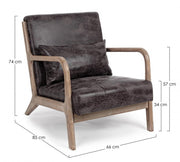 Faux leather armchair with vintage style cushion