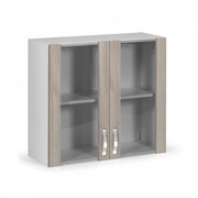 Wall cabinet with two elm doors in melamine wood H.72x80x32 cm