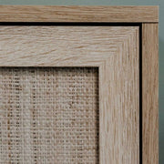 Sideboard with two doors and open compartment with wicker effect BALI 101x40x h87 cm