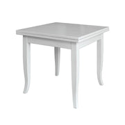 Extendable square solid wood table in white color 90x90-180 cm