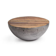 Design style gray coffee table in recycled wood Ø70 - 32 cm
