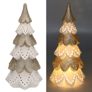 White gold ceramic tree with led cmø14h29