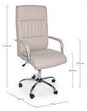 Office armchair with Queensland armrests in dove gray eco-leather