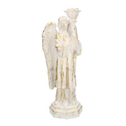 White gold resin angel with lantern 15x11h40 cm