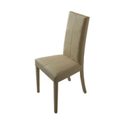 Wooden chair covered in cappuccino eco-leather with matching structure 47x47xh.101 cm