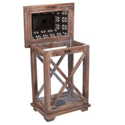 Rectangular bronze walnut metal wood lantern cm23x17h45